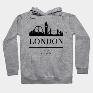 LONDON ENGLAND BLACK SILHOUETTE SKYLINE ART Hoodie